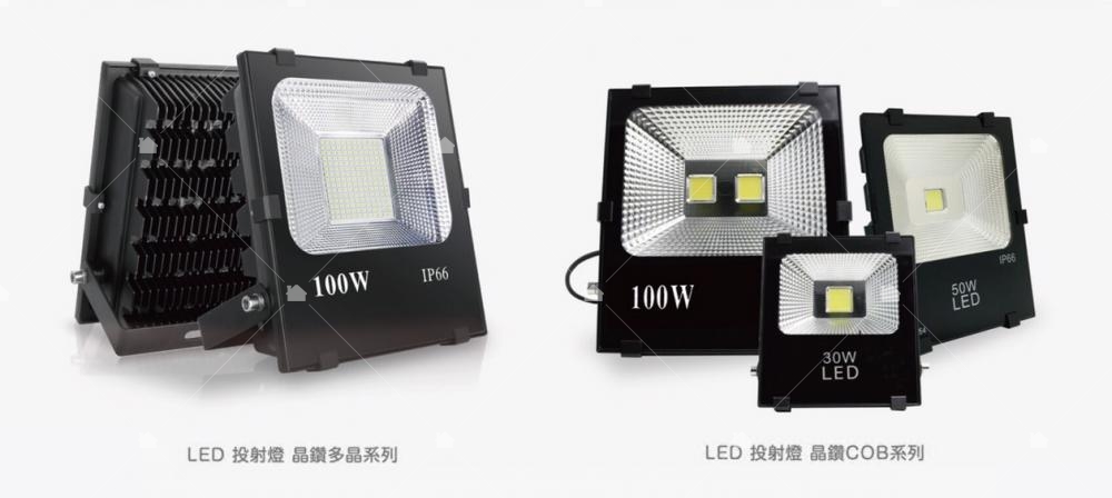 LED現在已經發展成熟，有各式種類燈具可以選擇，上圖這兩款投射燈皆有五種尺寸及亮度可以選擇，最高超過兩萬流明。購買請洽左上方兆原科技連絡資訊。