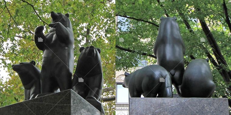 奧斯本門左柱上有三隻熊雕像